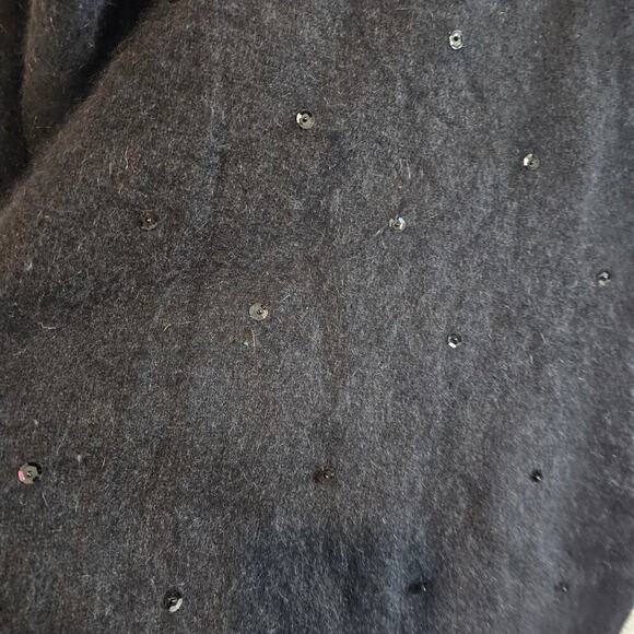 Vintage Rafaella Sweater Women Medium Black Lambswool Angora Beaded Glam Classic - Picture 7 of 10